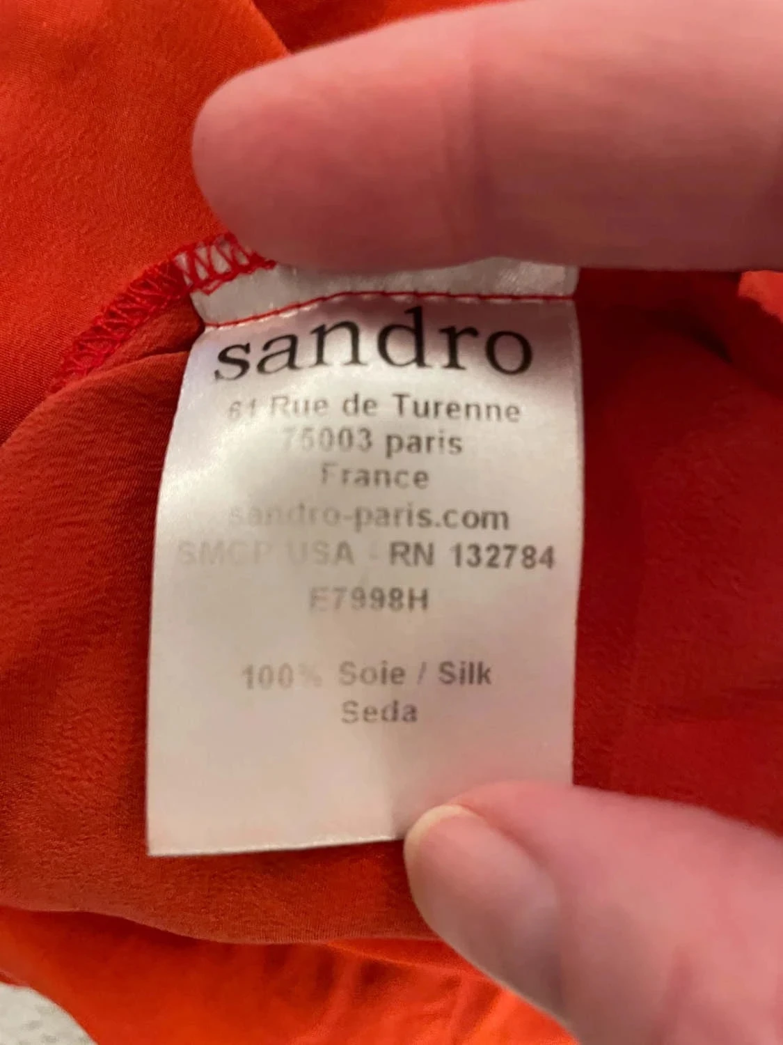 Sandro - Top coral 100% seda talla 1 detalle nudo – photo 7